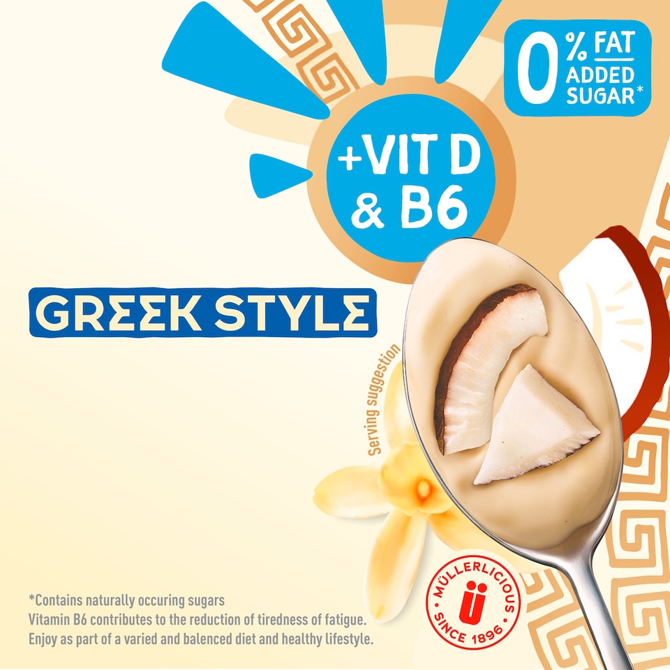 image 1 of Muller Light Greek Style Yogurt - Smooth Coconut & Vanilla 4x115g