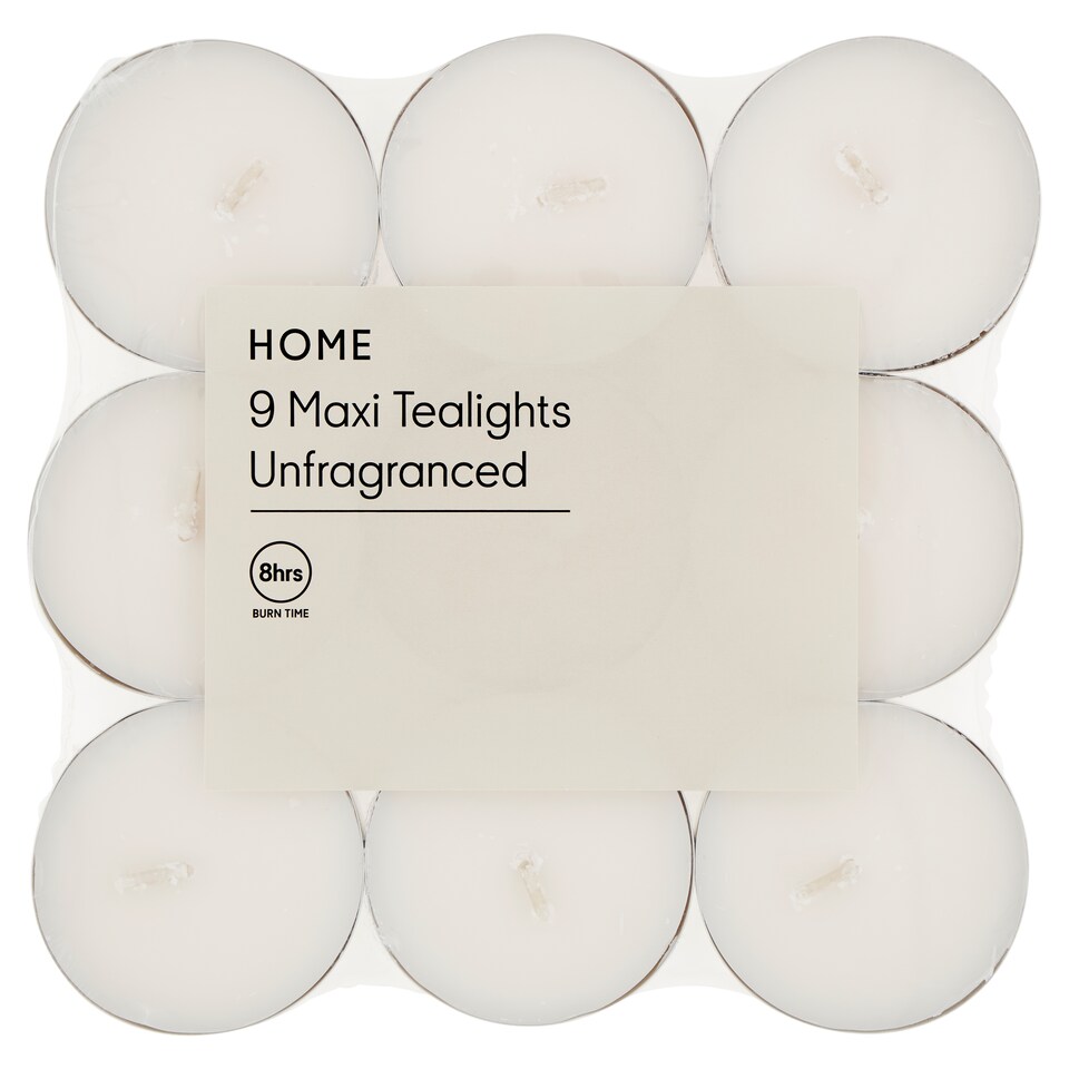 F&F Home Maxi White Unfragranced Tealights 9 pcs
