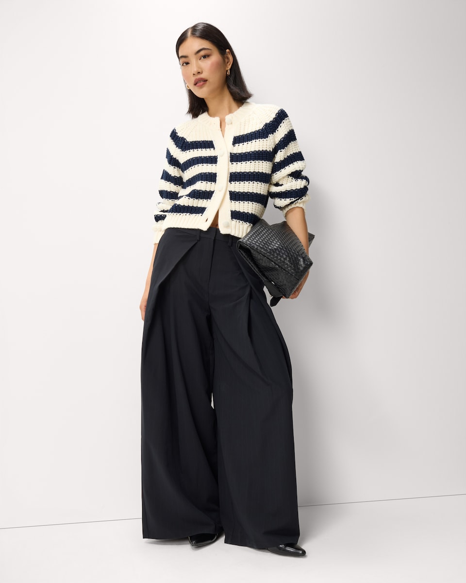 image 1 of F&F Chunky Knitted Cardigan in Multi Blue