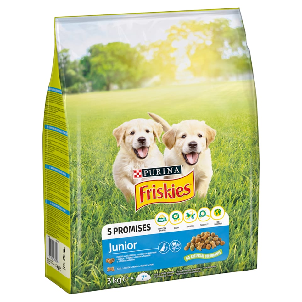 Purina Friskies Junior csirkével, zöldségekkel és tejjel száraz kutyaeledel 3 kg  1. kép