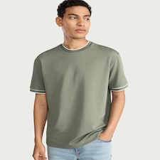F&F Tipped Short Sleeved Relaxed Fit T-Shirt in Green