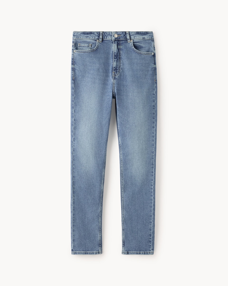 image 1 of F&F Cotton Rich High Rise Cigarette Jeans in Blue