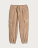 image 4 of F&F Boys Cotton Rich Corduroy Cuffed Cargo Trousers in Stone