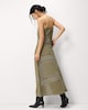 image 1 of F&F Scarf Print Midi Dress in Multi Green