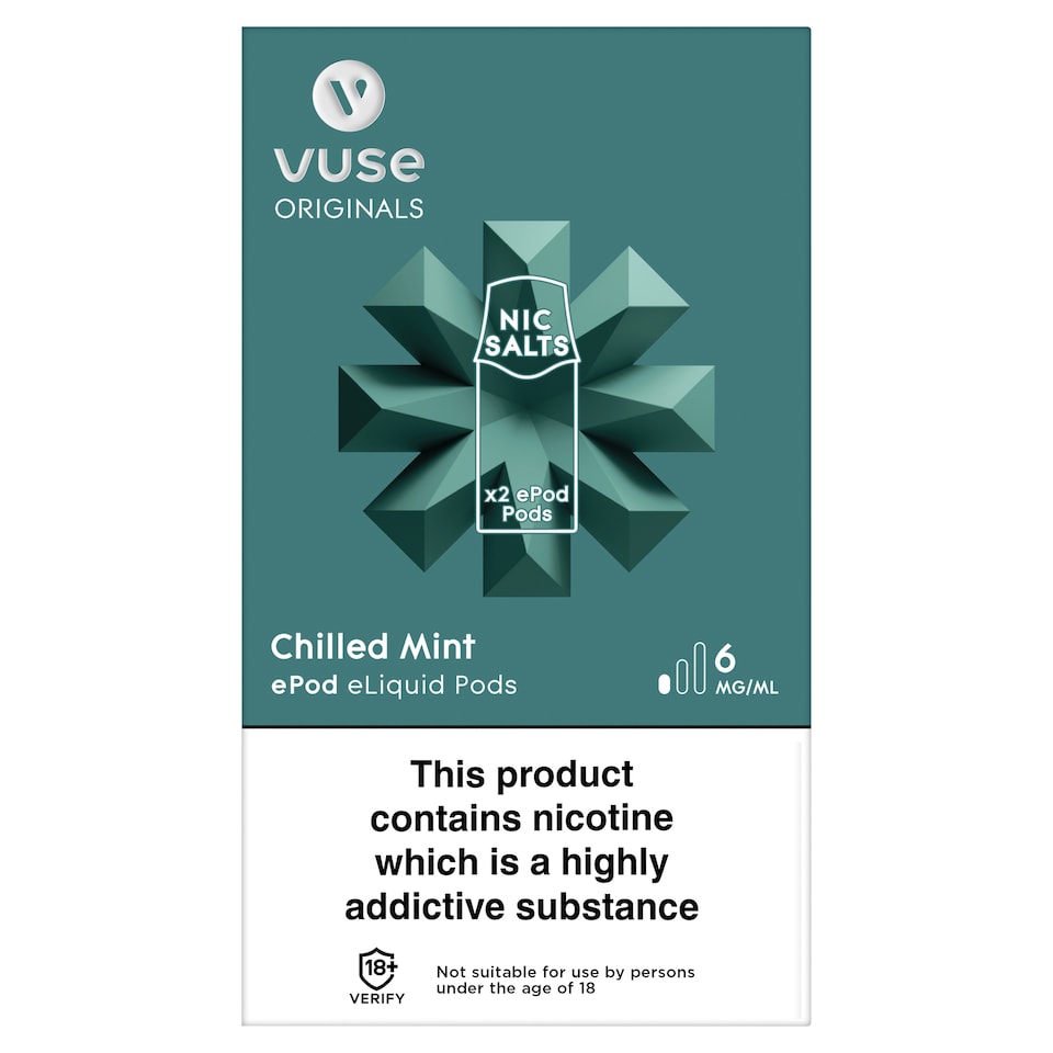 Vuse Originals 2 Chilled Mint Vape Pods 6Mg/Ml