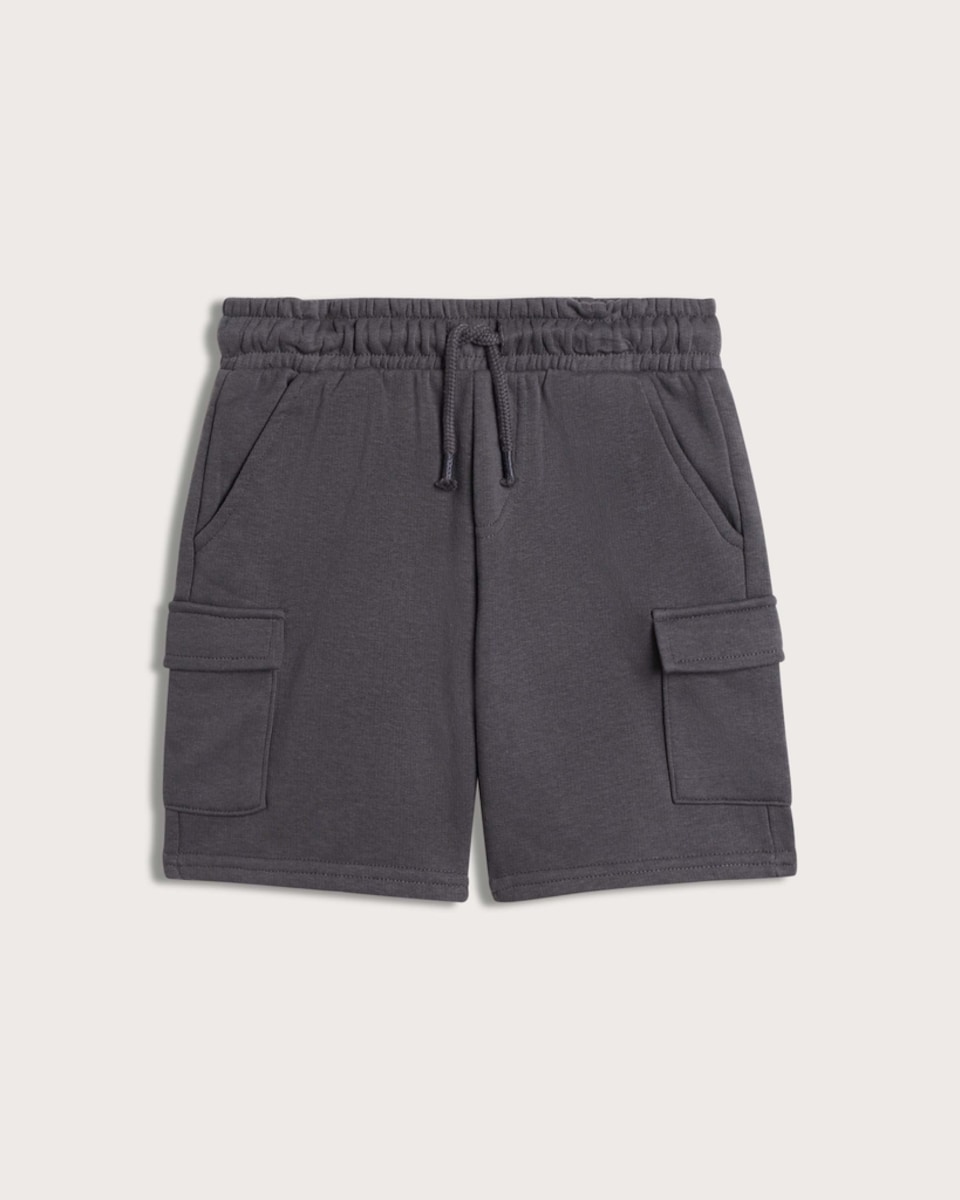 F&F Boys Cotton Rich Drawstring Cargo Shorts in Grey