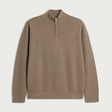 F&F Pure Cotton Knitted Half Zip Jumper in Neutral