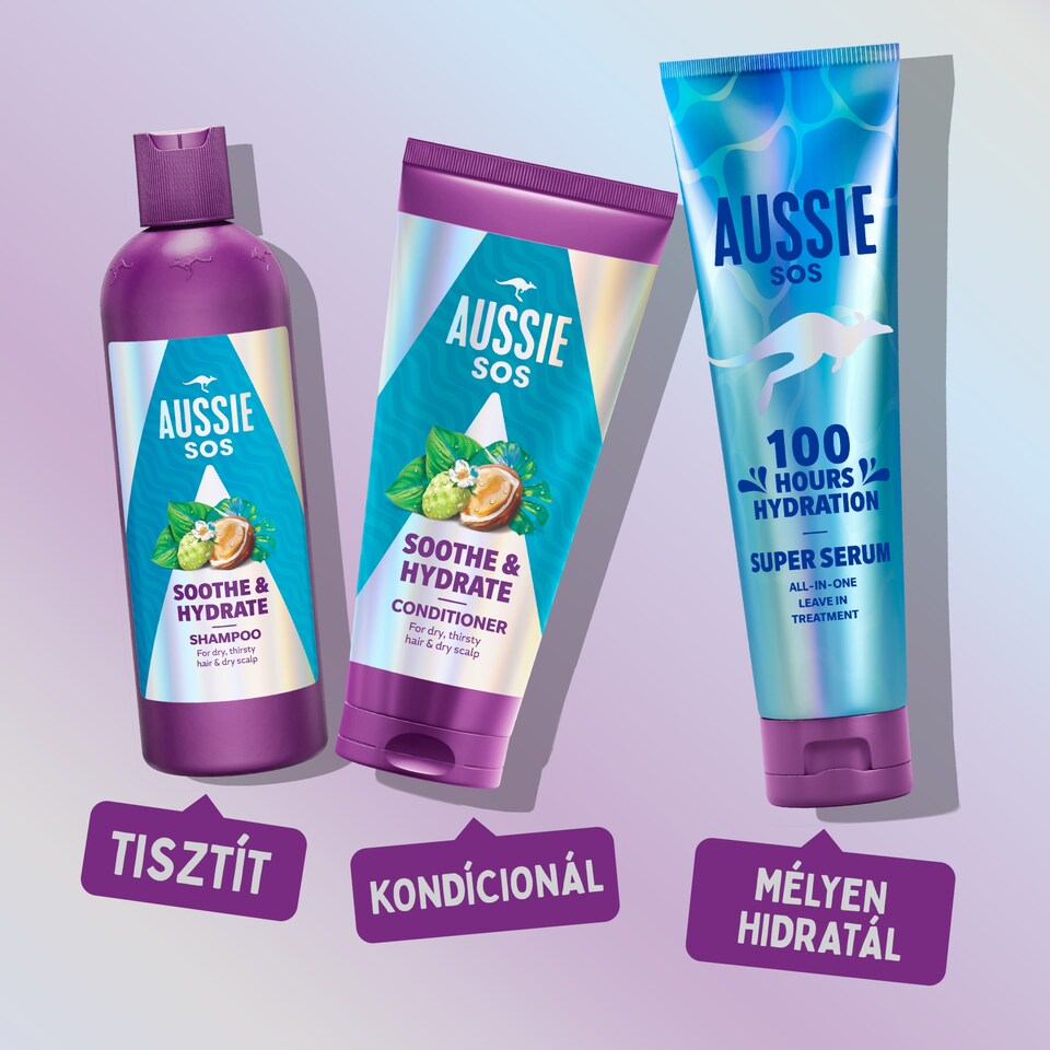 Aussie SOS Soothe & Hydrate Sampon 300ml Száraz Hajra és Fejbőrre  1. kép
