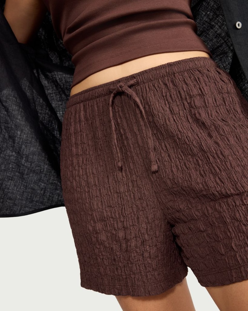 image 1 of F&F Textured Shorts in Brown