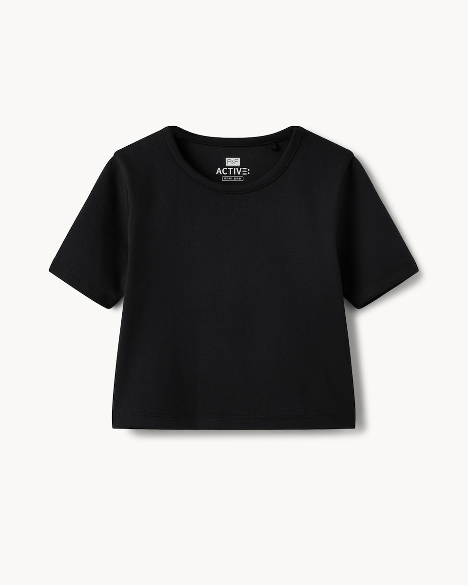 image 1 of F&F Active Girls Crop Top in Black