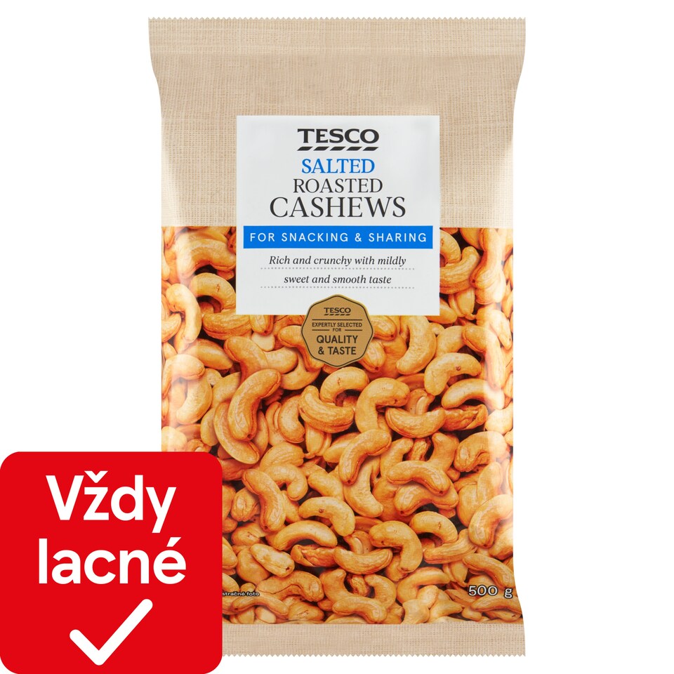 Tesco Kešu orechy jadrá pražené, solené 500 g