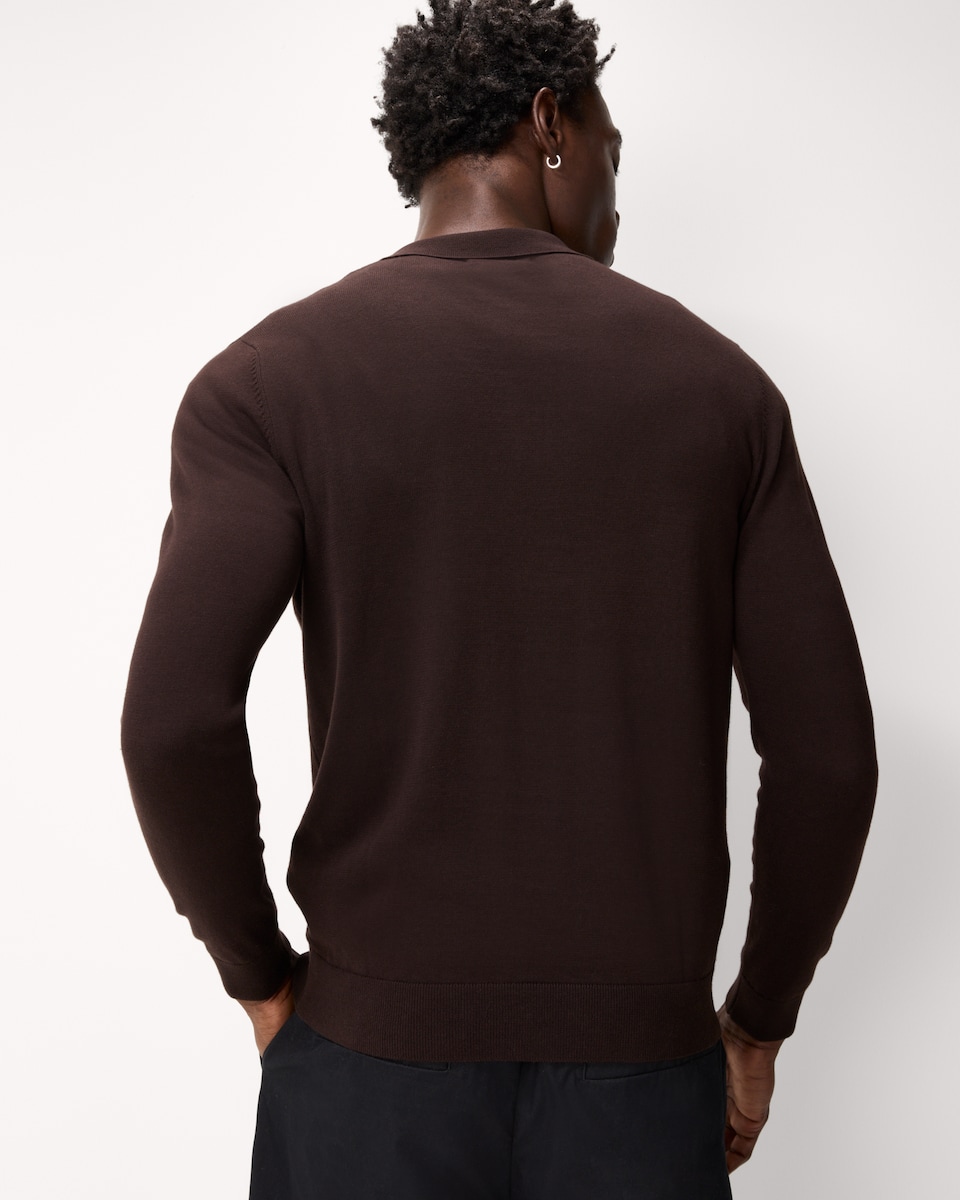 image 1 of F&F Pure Cotton Polo Knit Jumper in Brown