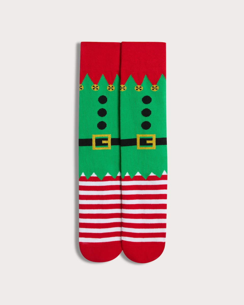 F&F Cotton Rich Elf Design Ankle Socks in Green