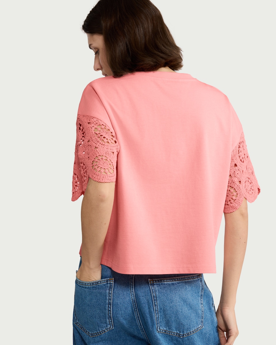 image 1 of F&F Pure Cotton Broderie Top in Pink