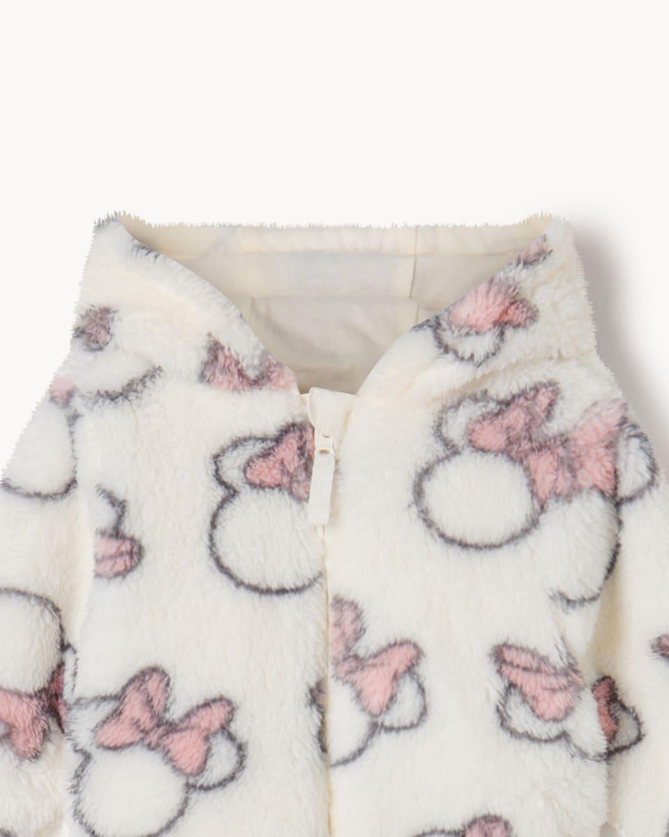 image 1 of Disney Minnie Mouse Fleece Zip Up Jacket in White
