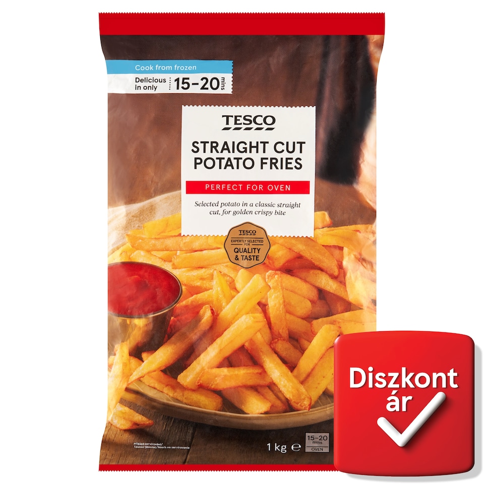 Tesco gyorsfagyasztott elősütött hasábburgonya 1 kg 