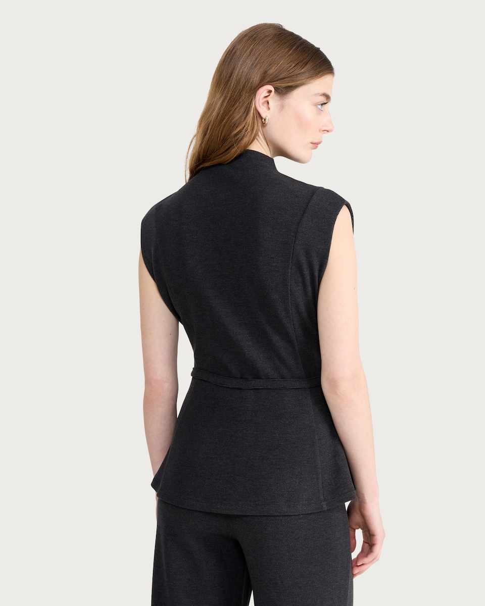 image 1 of F&F Belted Sleeveless Peplum Hem Co-ord Top in Grey