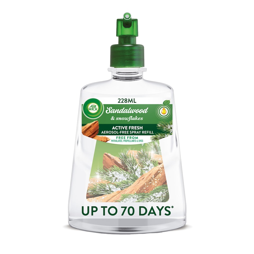Air Wick Air Freshener Active Fresh Refill Sandalwood & Snowflakes 228ml
