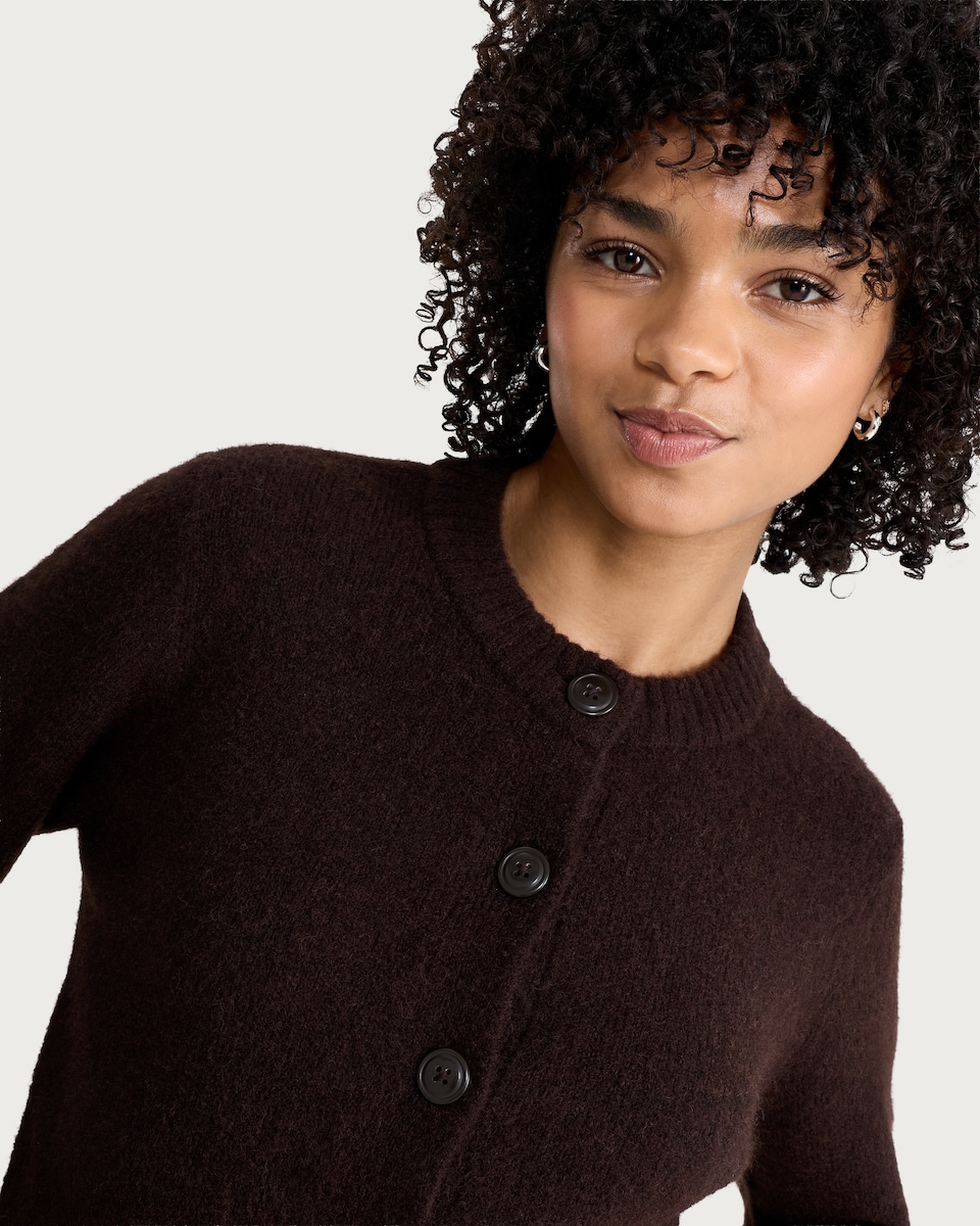 image 1 of OH ME OH MY Button Up Cropped Cardigan in Chocolate