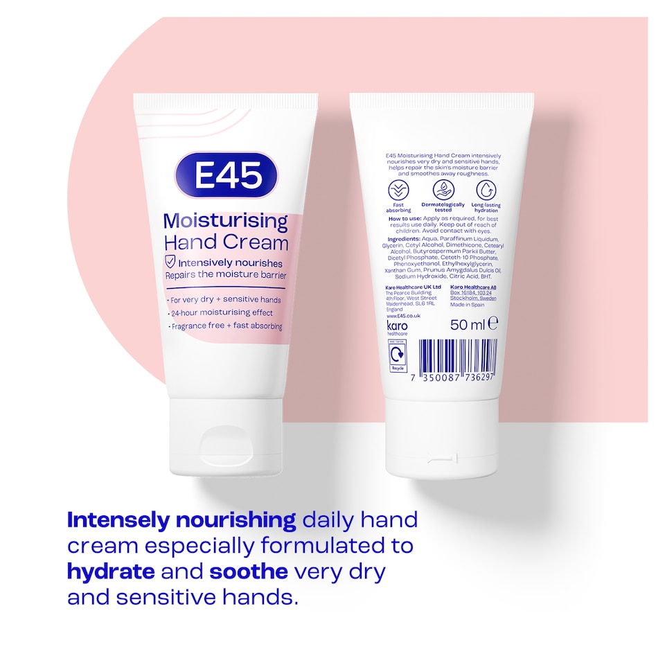 image 1 of E45 Daily Moisturiser Hand Cream for Dry Hands 50g