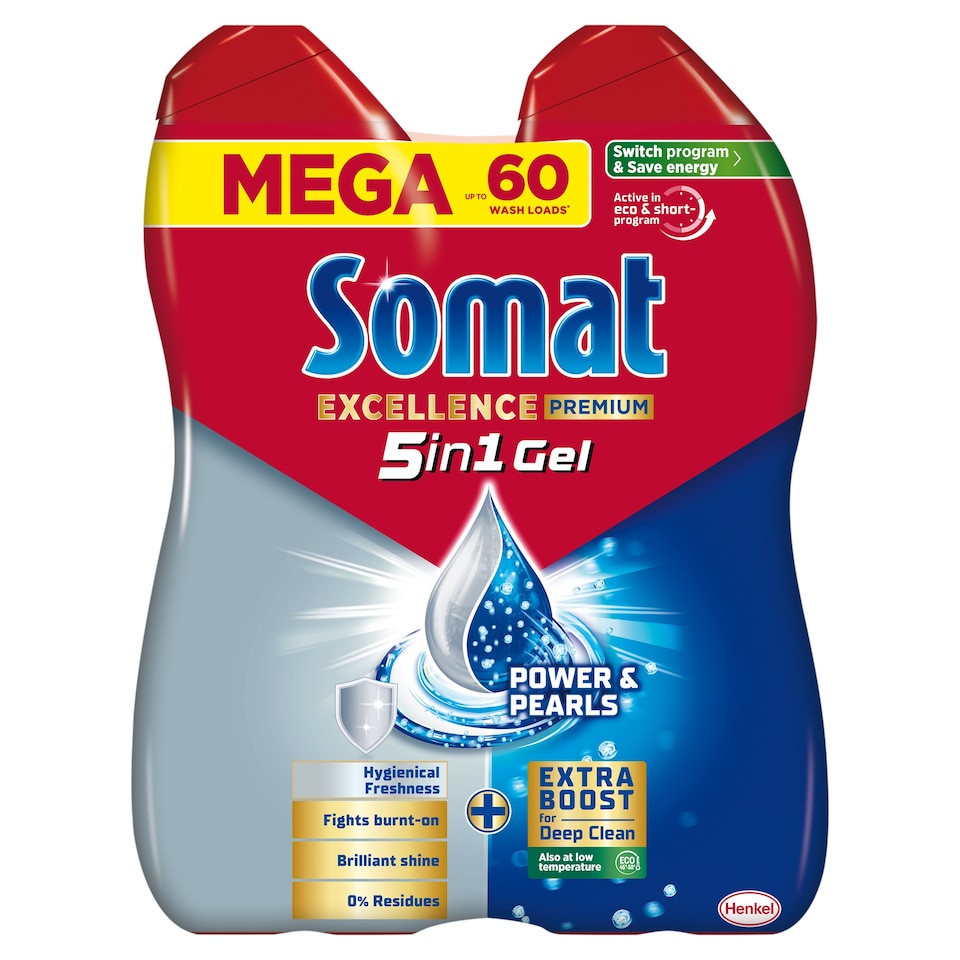 Somat Excellence 5in1 Hygiene Duo gépi mosogatószer gél 2 x 540 ml  1. kép