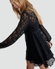 image 1 of F&F Lace Tiered V Neck Mini Dress in Black