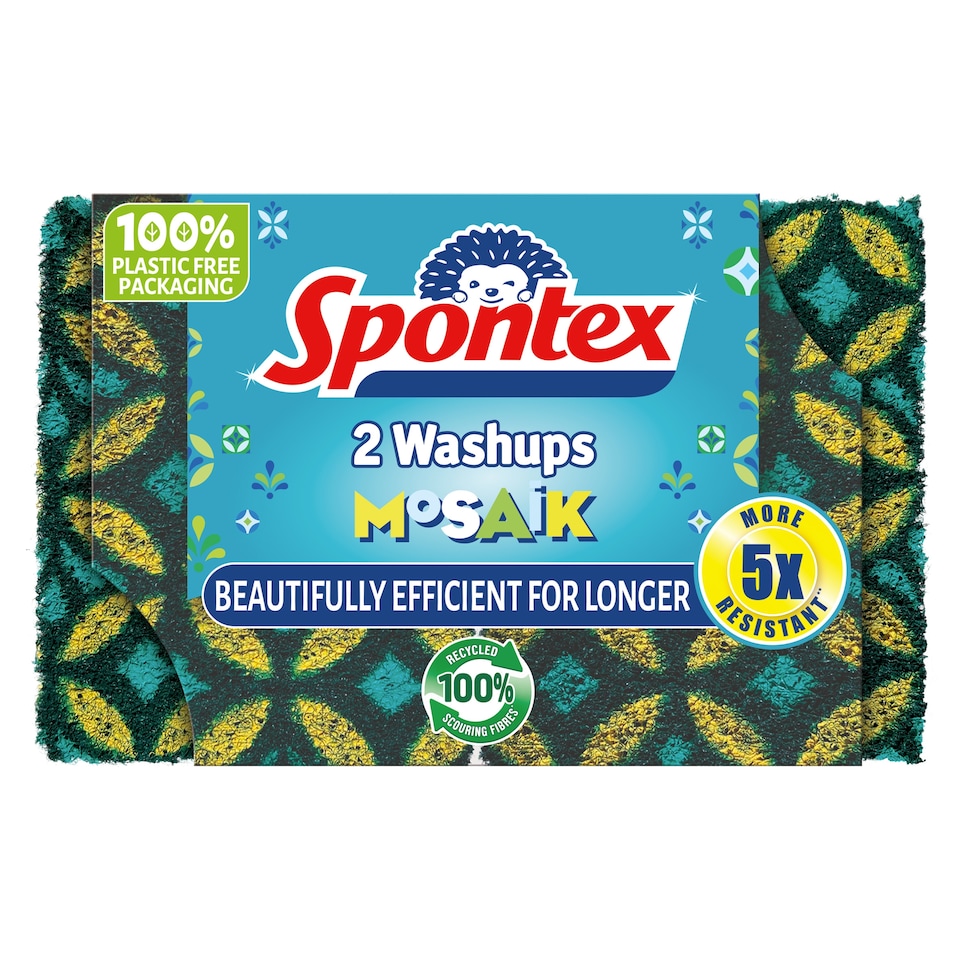 image 1 of Spontex Washups Mosaik Scourer 2 Pack