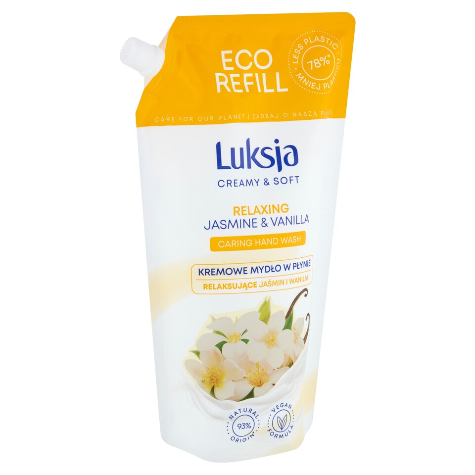 Luksja Creamy & Soft relaxáló hatású folyékony szappan utántöltő jázminnal és vaníliával 900 ml
