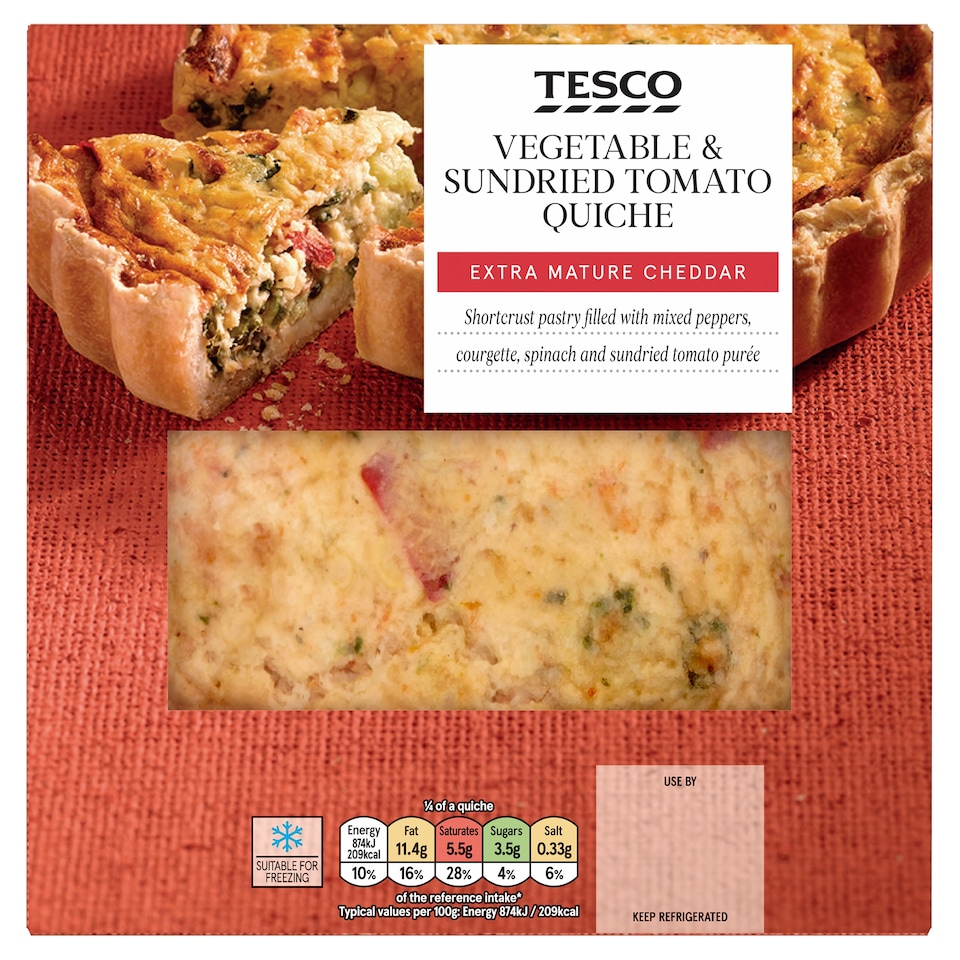 Tesco Vegetable And Sundried Tomato Quiche 400G