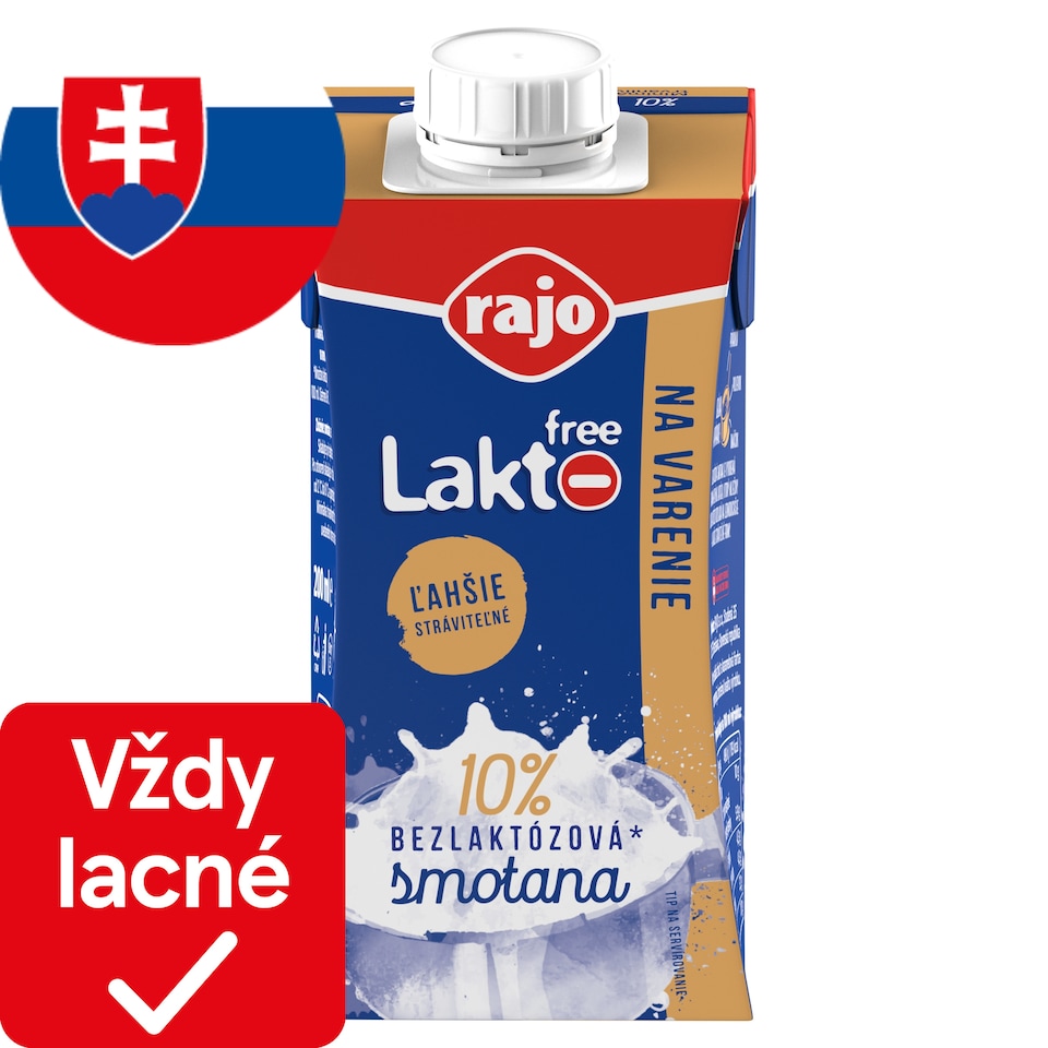 Rajo Lakto Free Bezlaktózová smotana na varenie 10% 200 ml