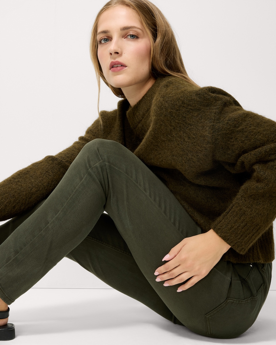 image 1 of F&F Mid Rise Cigarette Jeans in Olive