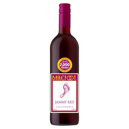 Barefoot Jammy Red California Wine 750Ml Tesco Groceries