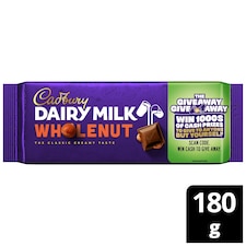Cadbury Dairy Milk Whole Nut Chocolate Bar 180G