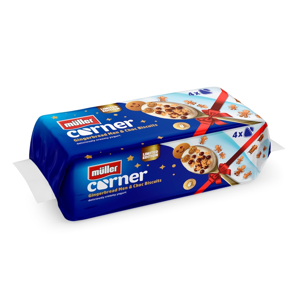 image 1 of Muller Corner Yogurt Gingerbread Men & Choc Balls 4x124g
