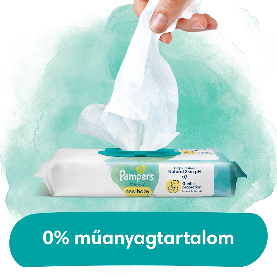 Pampers Harmonie New Baby Nedves Törlőkendő, 1 csomag = 46 db Törlőkendő 1. kép