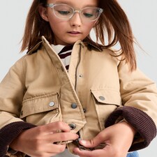 F&F Girls Pure Cotton Corduroy Collar Jacket in Brown