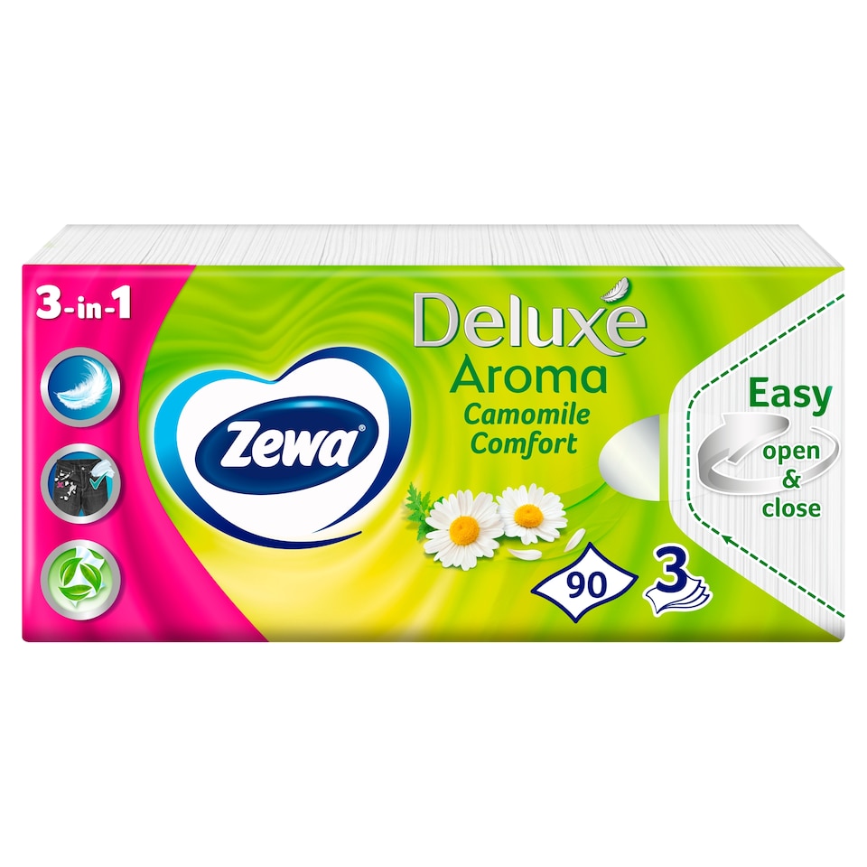 image 1 of Zewa Deluxe Aroma Camomile Comfort Scented Paper Tissues 3 Ply 90 pcs