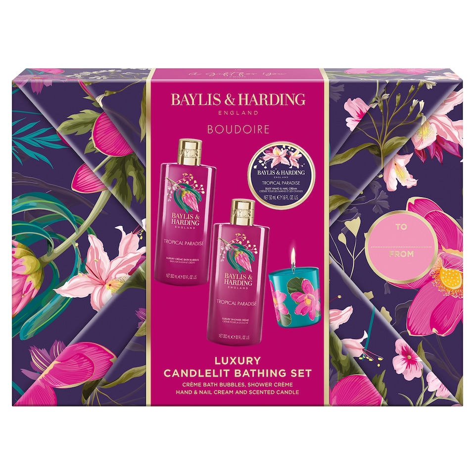 image 1 of Baylis & Harding Boudoire Gift Wrapped Candlelit Gift Set