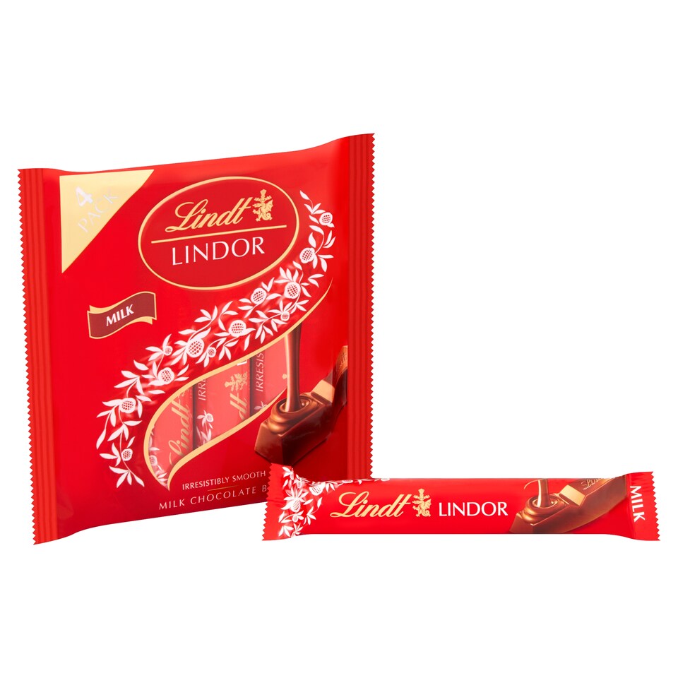 image 1 of Lindt Lindor Milk Chocolate Bars Multipack 4 X 25g