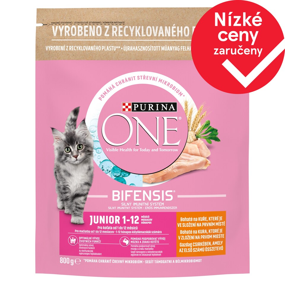 PURINA ONE Junior, pro koťata ve věku 1-12 měsíců, bohaté na kuře 800g