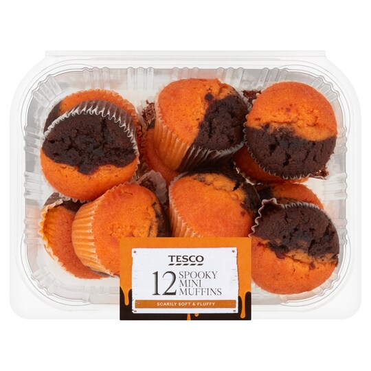 Tesco Spooky Chocolate & Orange Mini Muffins 12 Pack Tesco Groceries