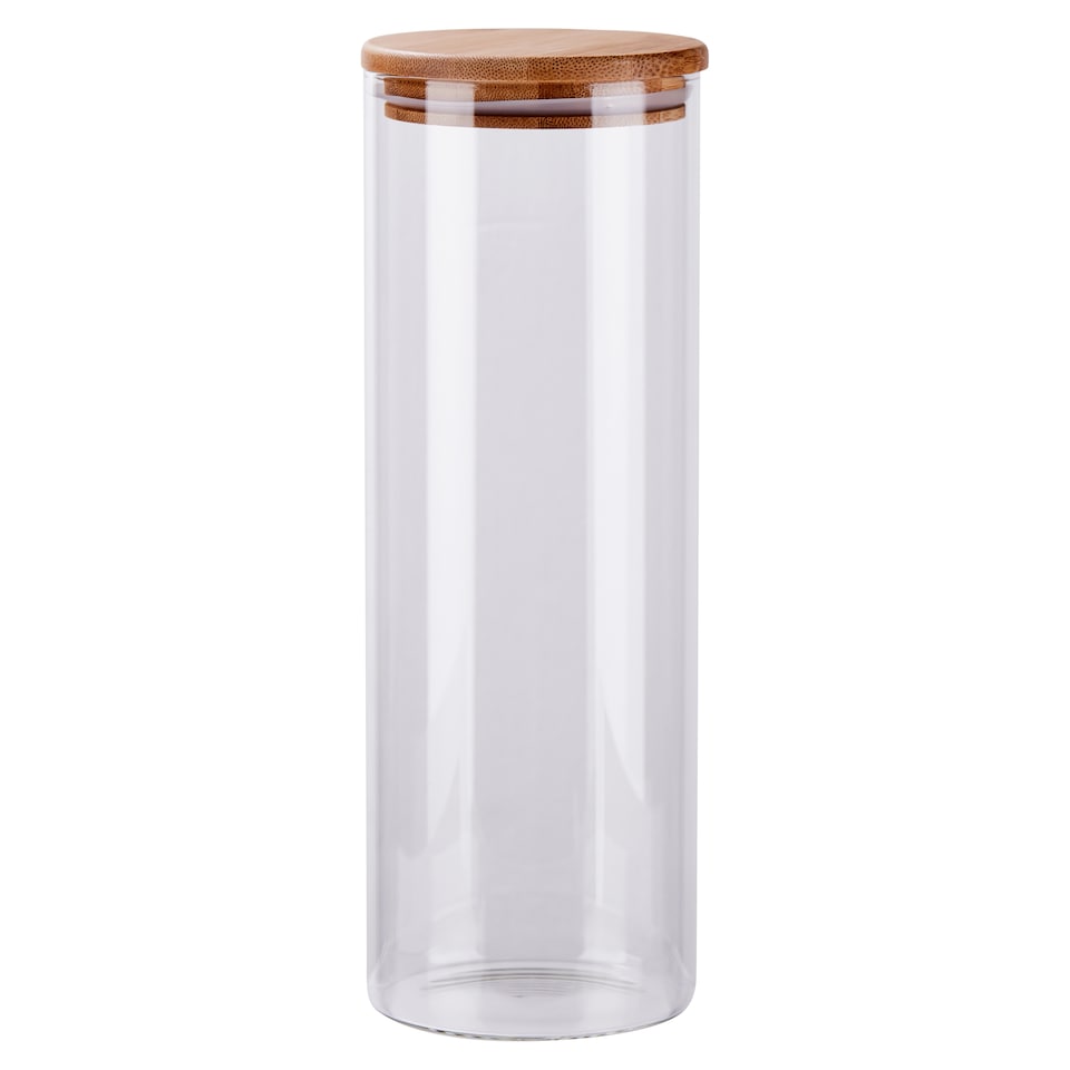 Tesco Round Storage Jar With Bamboo Lid 1.6L