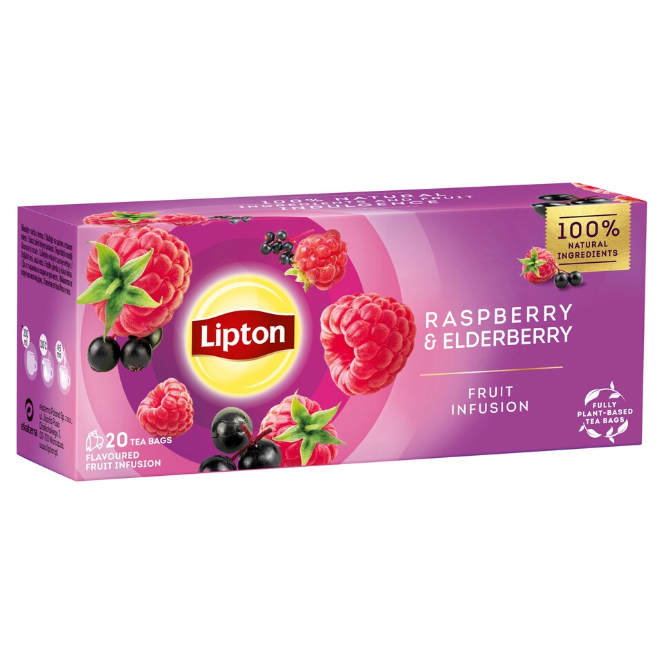 obrázok 1 z Lipton Raspberry & Elderberry ovocný čaj 20 vrecúšok 32 g