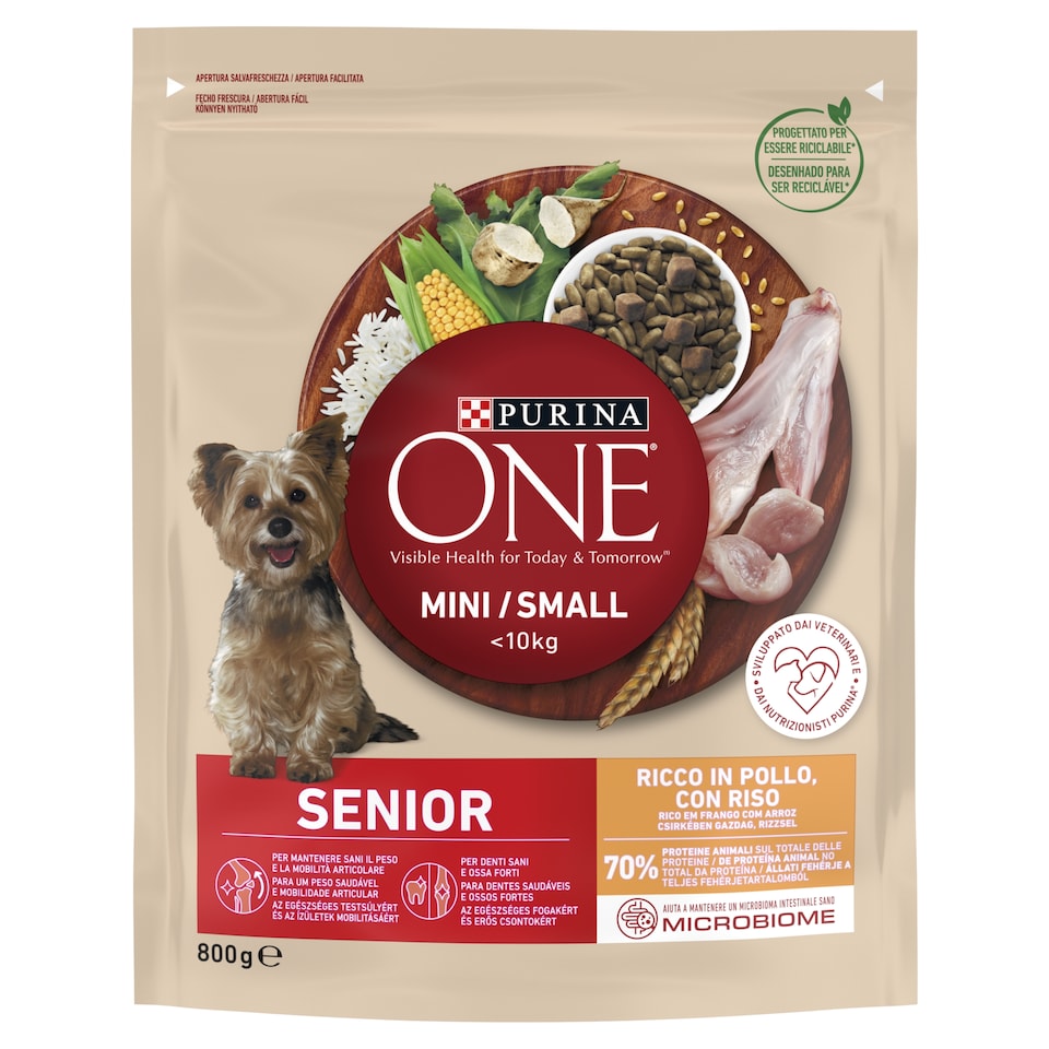 Purina One Senior Mini/Small <10 kg teljes értékű állateledel idős kutyák számára 800 g