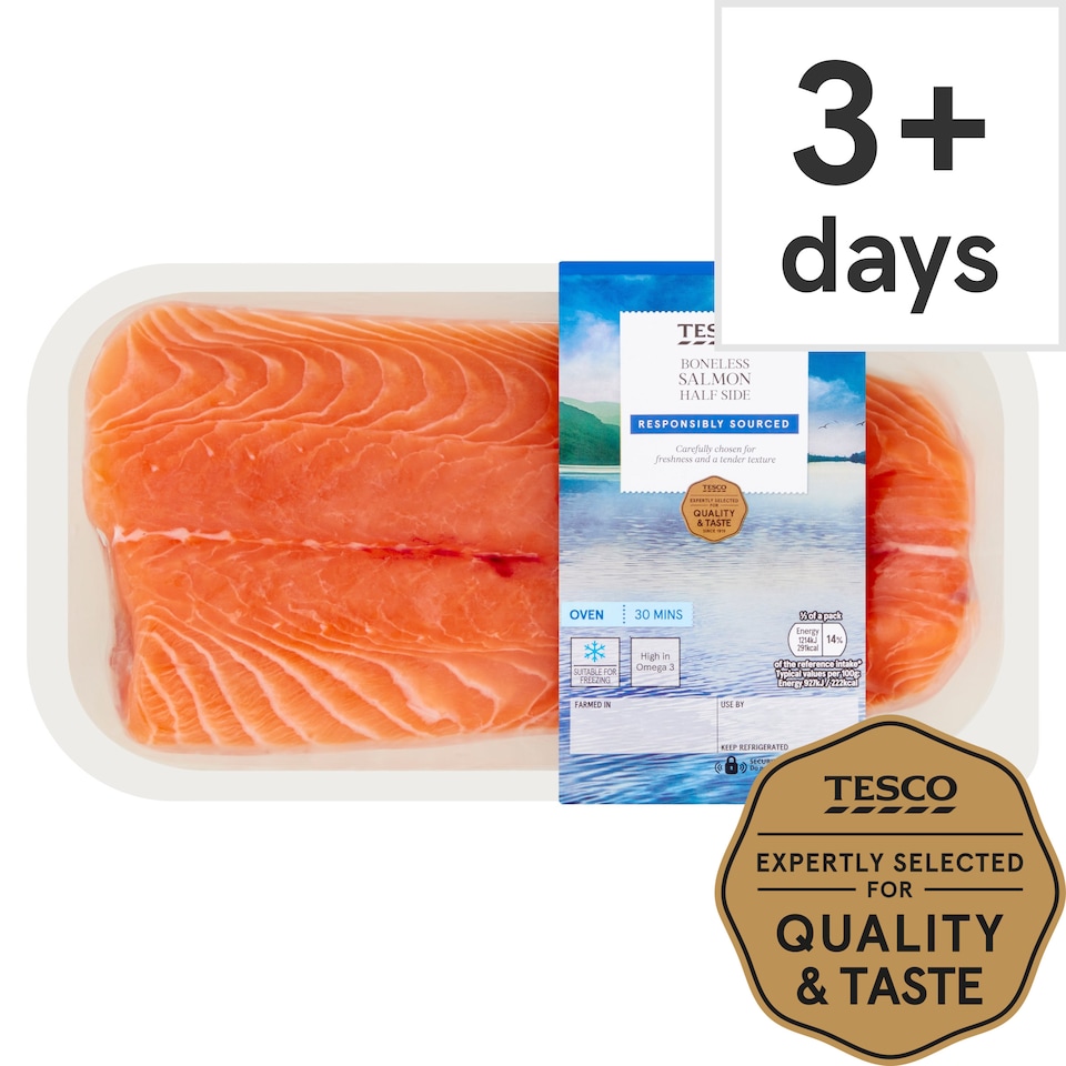Tesco Boneless Half Salmon Side 500G Tesco Groceries