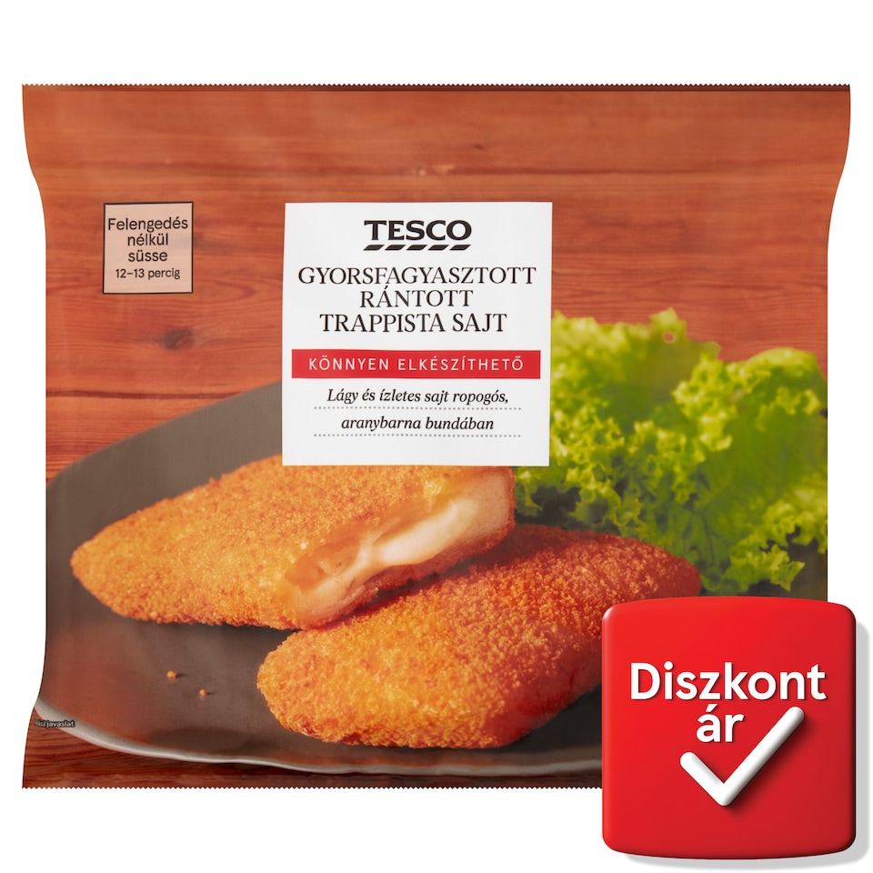 Tesco gyorsfagyasztott rántott trappista sajt 450 g