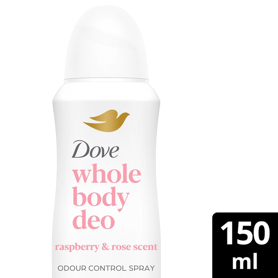 image 1 of Dove Raspberry & Rose Scent Whole Body Aerosol Deodorant 150ml 