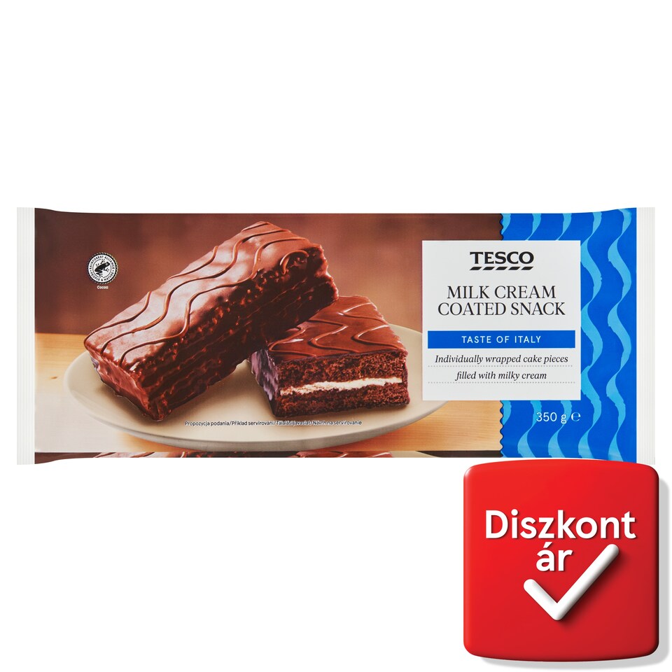 Tesco piskótaszelet kakaós bevonattal és tejes töltelékkel 10 x 35 g (350 g)