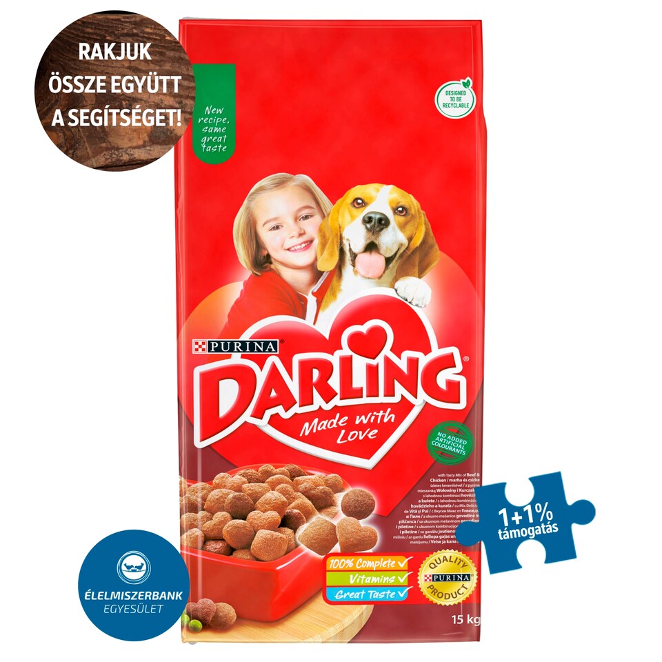Purina Darling Complete Pet Food for Adult Dogs with Beef and Chicken 15 kg