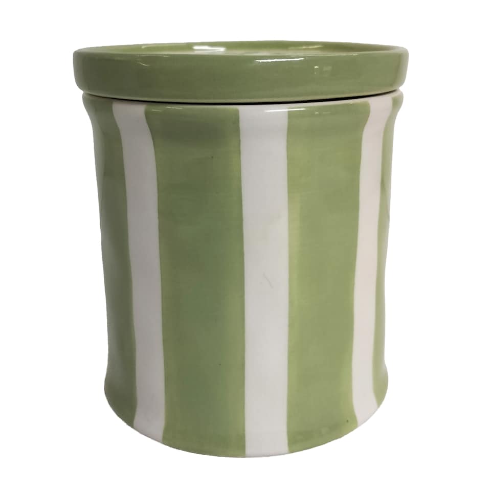 F&F Home Lime Striped Lidded Candle 150g
